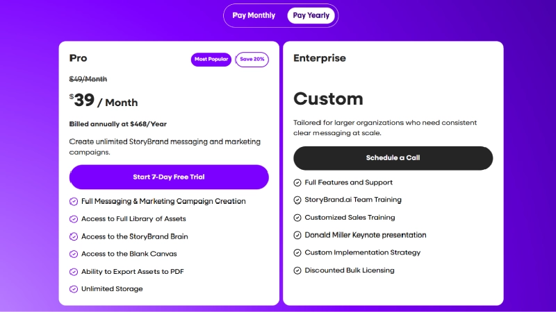 StoryBrand.ai Pricing in 2026