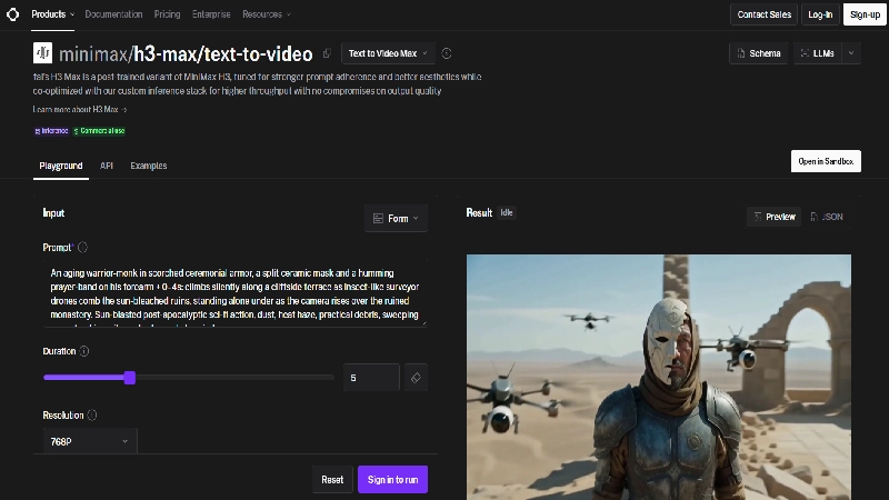 MiniMax H3 Max AI video generation examples showing cinematic scenes and animated images